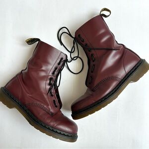 Dr. Martens Burgundy Maroon Red Leather Boots M 9 L 10